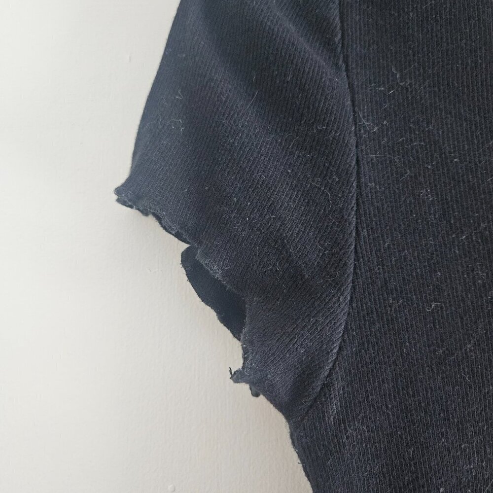 Aeropostale Seriously Soft Ribbed Cropped Shrunken Black Medium Tee - Picture 4 of 7